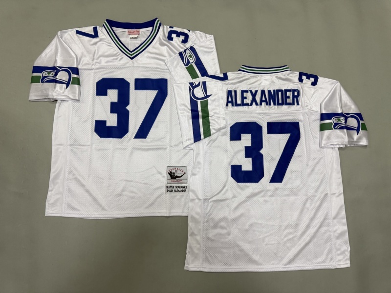 Men 2025 Seattle Seahawks #37 Alexander white Throwback Limited NFL Jersey style 001->seattle seahawks->NFL Jersey